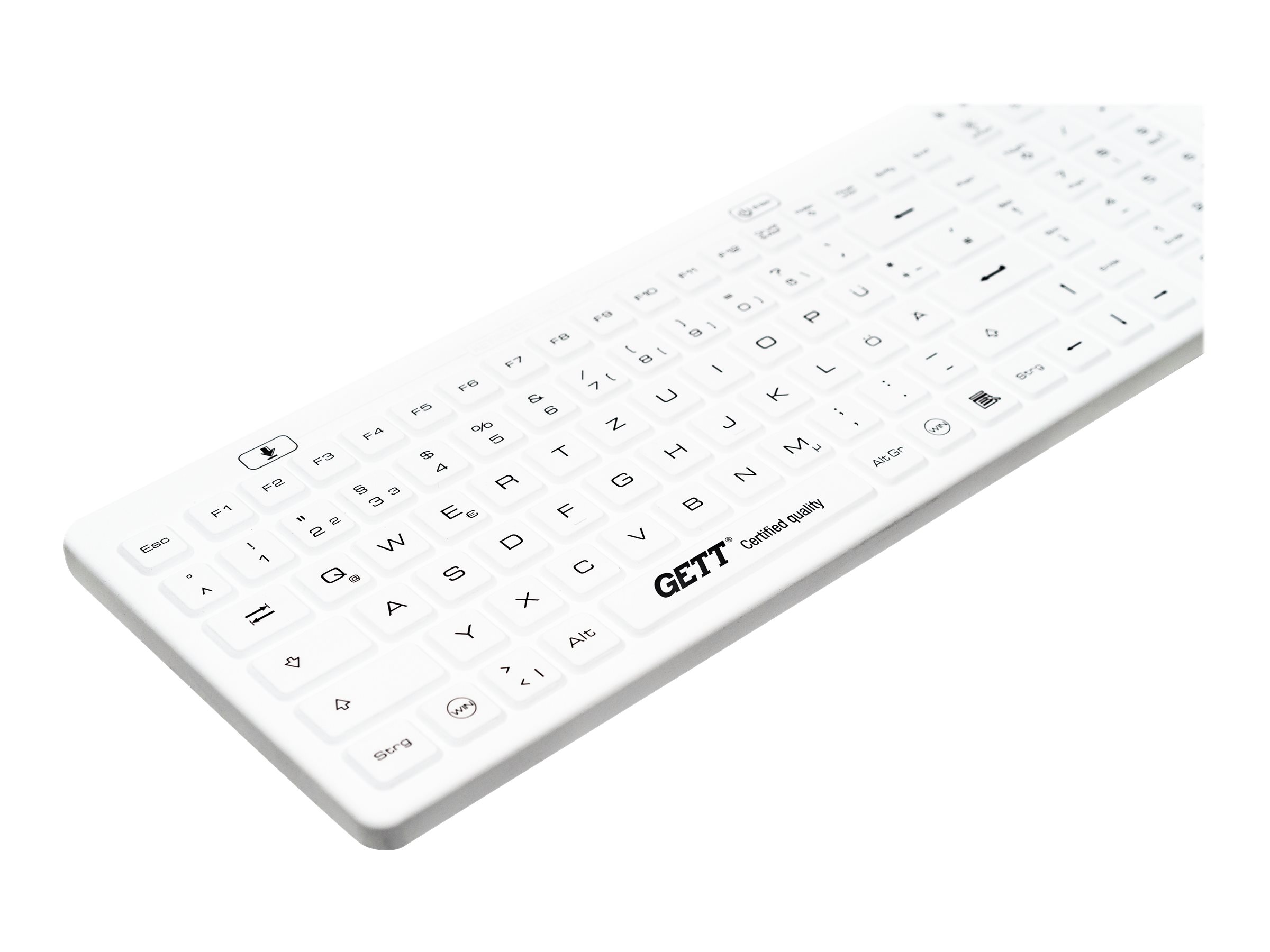GETT Medizintastatur Silikon IP68 Beleuchtet USB Deutsch 110 Tasten Weiß