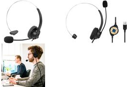 LogiLink Mono Headset, mit Mikrofon, USB-A-Stecker, schwarz Anschluss: USB-A Stecker, integrierte Steuerung mit Stumm - 1 Stück (HS0056)