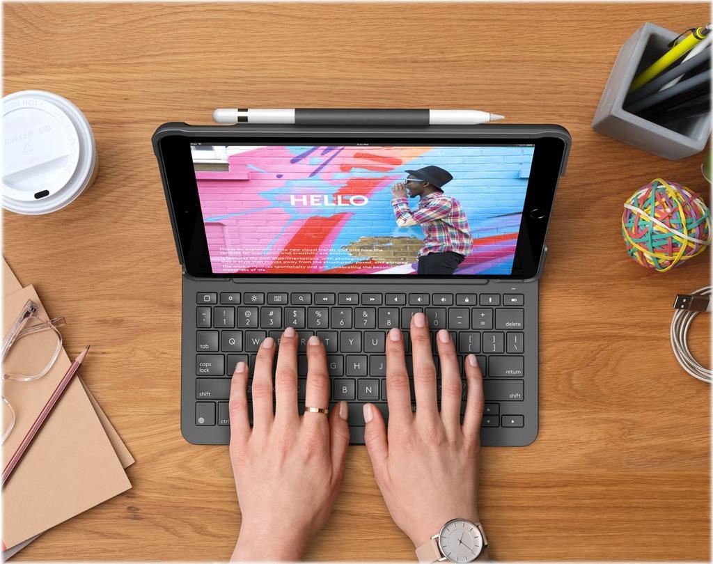 Logitech Slim Folio Tastatur-Case für iPad 10,2" QWERTY Pan Nordisch Bluetooth Graphit
