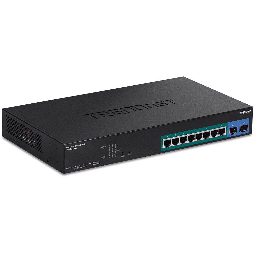 TRENDnet TPE-1021WS Managed Switch 10 Ports PoE+ Schwarz