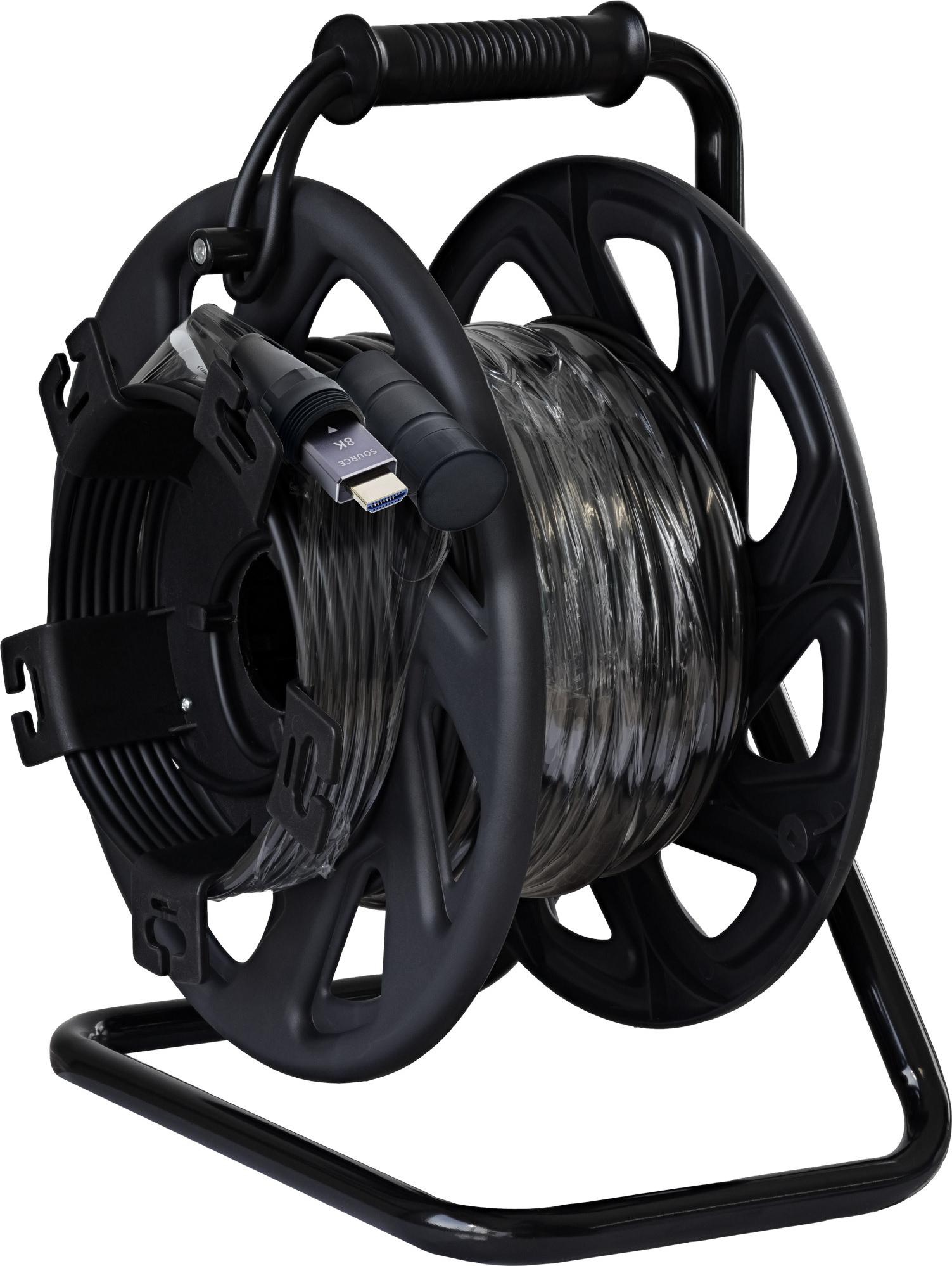 InLine® HDMI Kabeltrommel, AOC HDMI 2.1 Kabel, 8K @ 60Hz, schwarz, 50m (17950T)