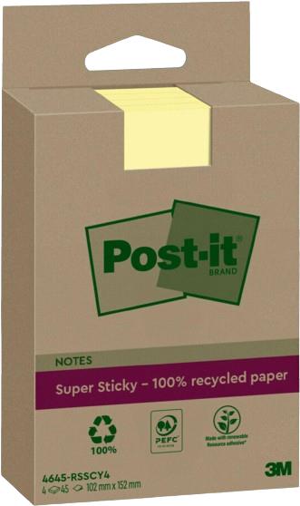 Post-It 4645-RSSCY4 Klebezettel Rechteck Gelb 45 Blätter Selbstklebend (4645-RSSCY4)
