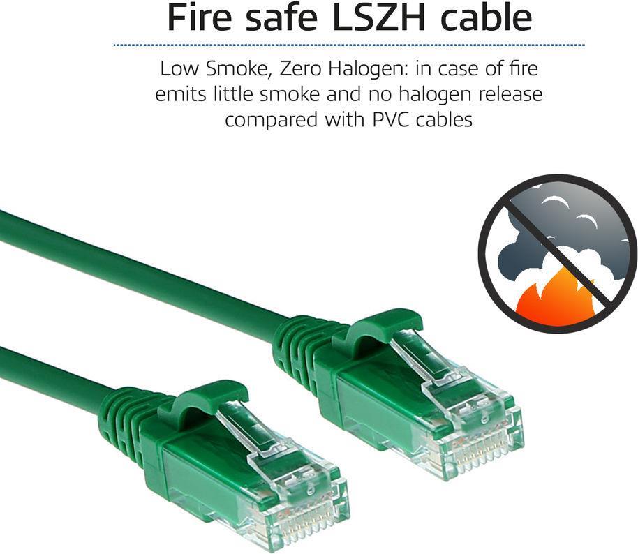 ACT Green 7 meter LSZH U/UTP CAT6 datacenter slimline patch cable snagless with RJ45 connectors (DC9707)