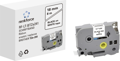 Schriftband Renkforce RF-LT-BTZe241 Kompatibel ersetzt Brother TZe-241 18 mm Bandfarbe: Weiß Schriftfarbe: Schwarz 8 m (RF-6027518)