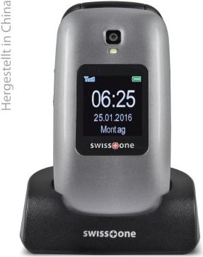 SWISSTONE BBM 625 schwarz-silber große beleuchtete Tasten optionaler Ziffernansage Notruftaste VGA Kamera inkl. Tischladestation (450072)