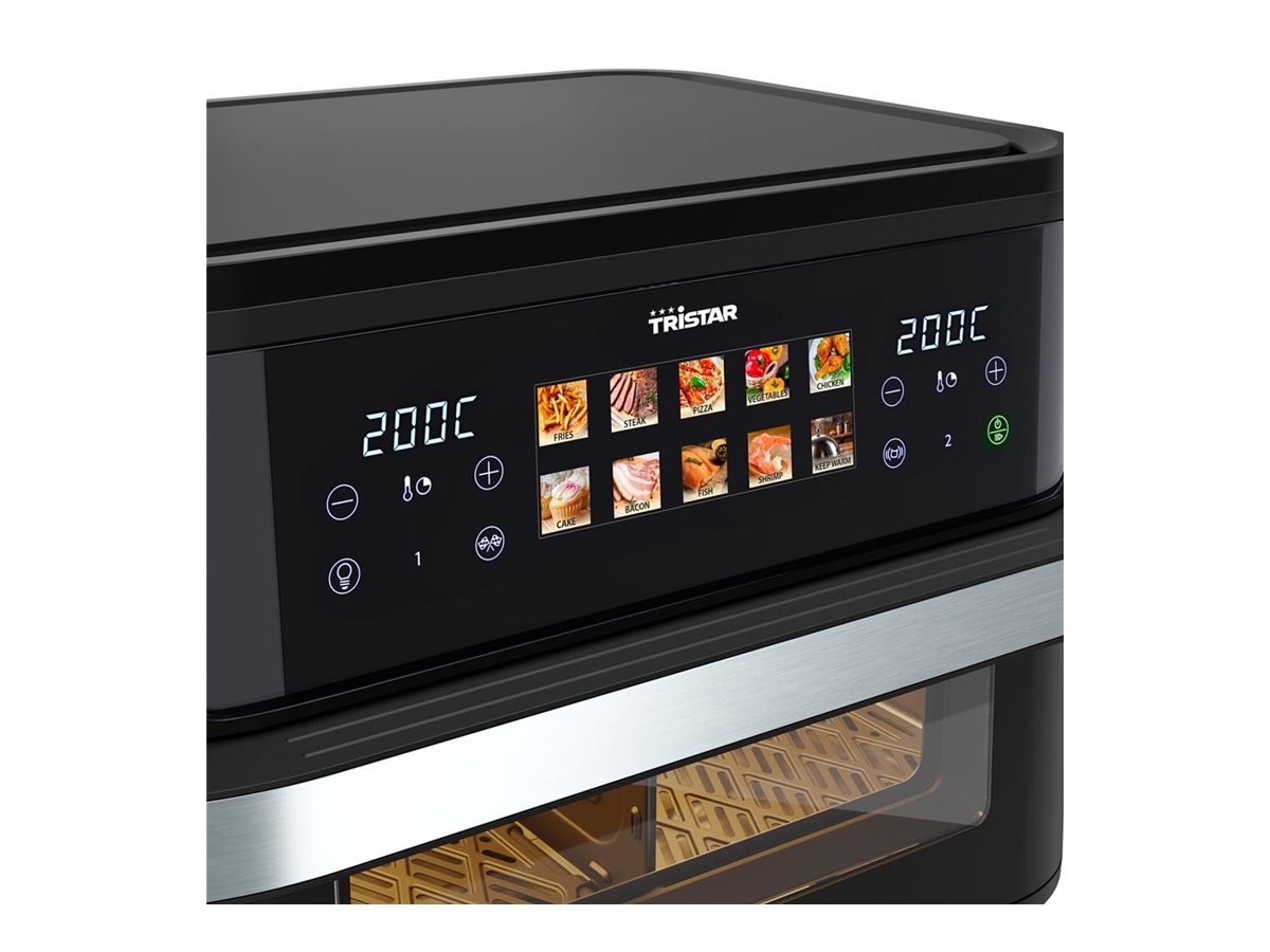 Tristar FR-9078 Doppelte Heißluft-Fritteuse 10 l 2800 W Schwarz, Edelstahl