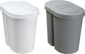 plast team Abfalltrenner SEATTLE DUO, 2 x 25 Liter, silber Material: PP, 2 Abfallbehälter, Deckel besteht aus 2 - 1 Stück (13540802)