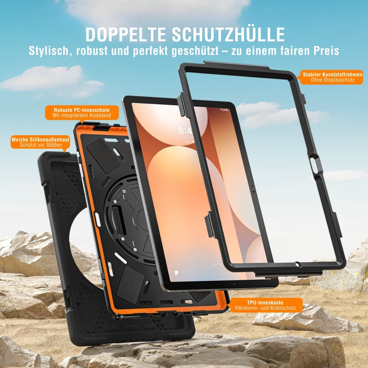 4smarts Rugged Case Grip für Samsung Galaxy Tab A11+ Schwarz