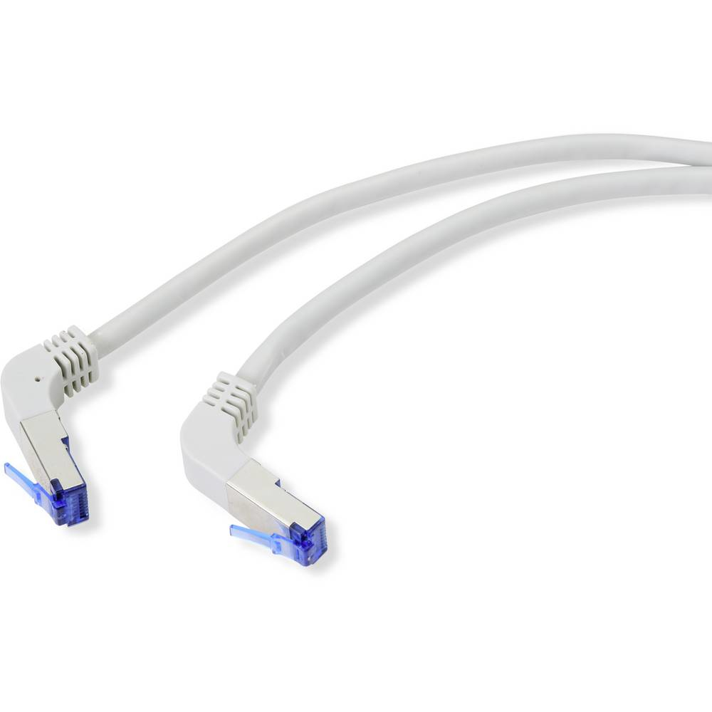 Renkforce RF-4892520 Cat 6a S/FTP RJ-45 Patchkabel 20 m 90° gewinkelt Grau