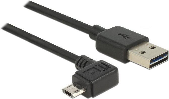 Delock Kabel EASY-USB 2.0 Typ-A Stecker > EASY-USB 2.0 Typ Micro-B Stecker gewinkelt links / rechts 2 m schwarz (83853)