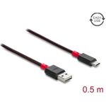 Delock EASY-USB 2.0 Kabel Typ-A Stecker zu USB Type-C™ Stecker 0,5 m schwarz (81541)