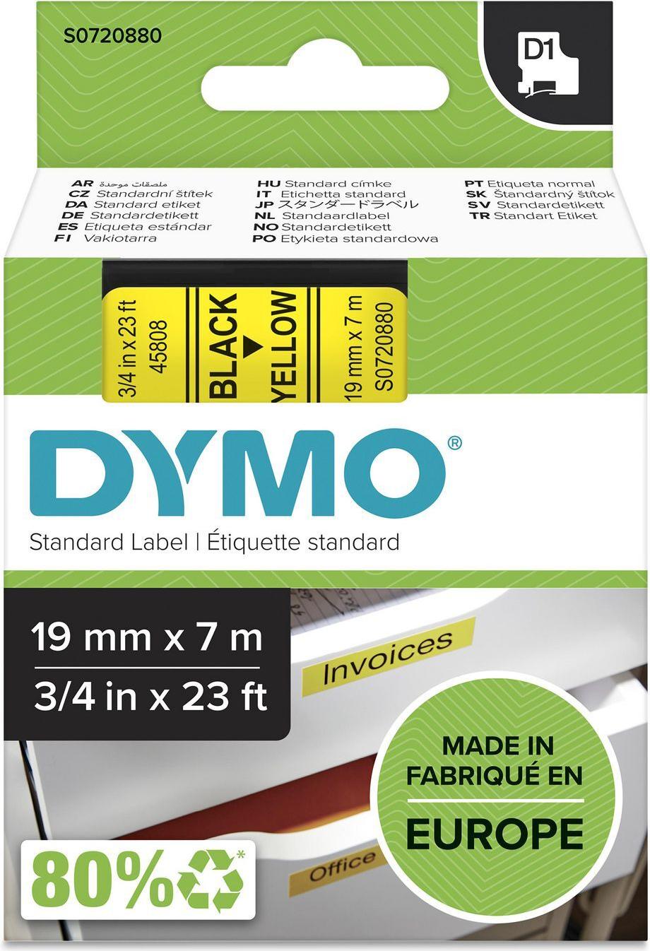 Dymo D1 Etikettenband 19 mm x 7 m Schwarz auf Gelb