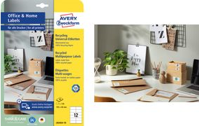 AVERY Zweckform Recycling-Universal-Etiketten Home Office 105 x 74 mm, naturweiß, Adressetiketten, permanent haftend, - 1 Stück (LR3427-10)