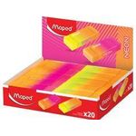 Maped Kunststoff-Radierer NEON, 20er Display durchgefärbt in den Farben neonorange mit neonpink & - 20 Stück (121901)