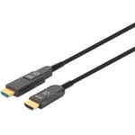 MANHATTAN Aktives optisches High Speed HDMI-Glasfaserkabel mit abnehmbarem Stecker 4K@60Hz UHD, HDMI-Stecker auf Micro-HDMI-Stecker (Typ D) und abnehmbarer HDMI-Stecker (Typ A), 100 m, HEC, ARC, vergoldete Kontakte, schwarz (355551)