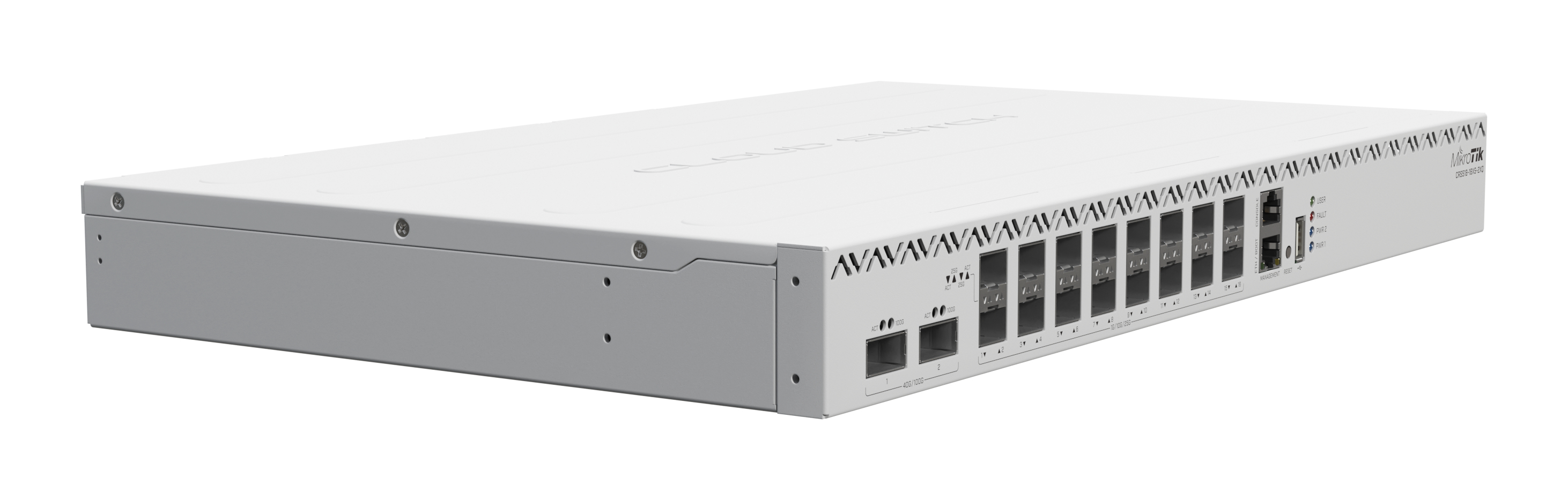MikroTik CRS518-16XS-2XQ-RM Switch 16x 25 Gigabit SFP28 + 2x 100 Gigabit QSFP28 Weiß