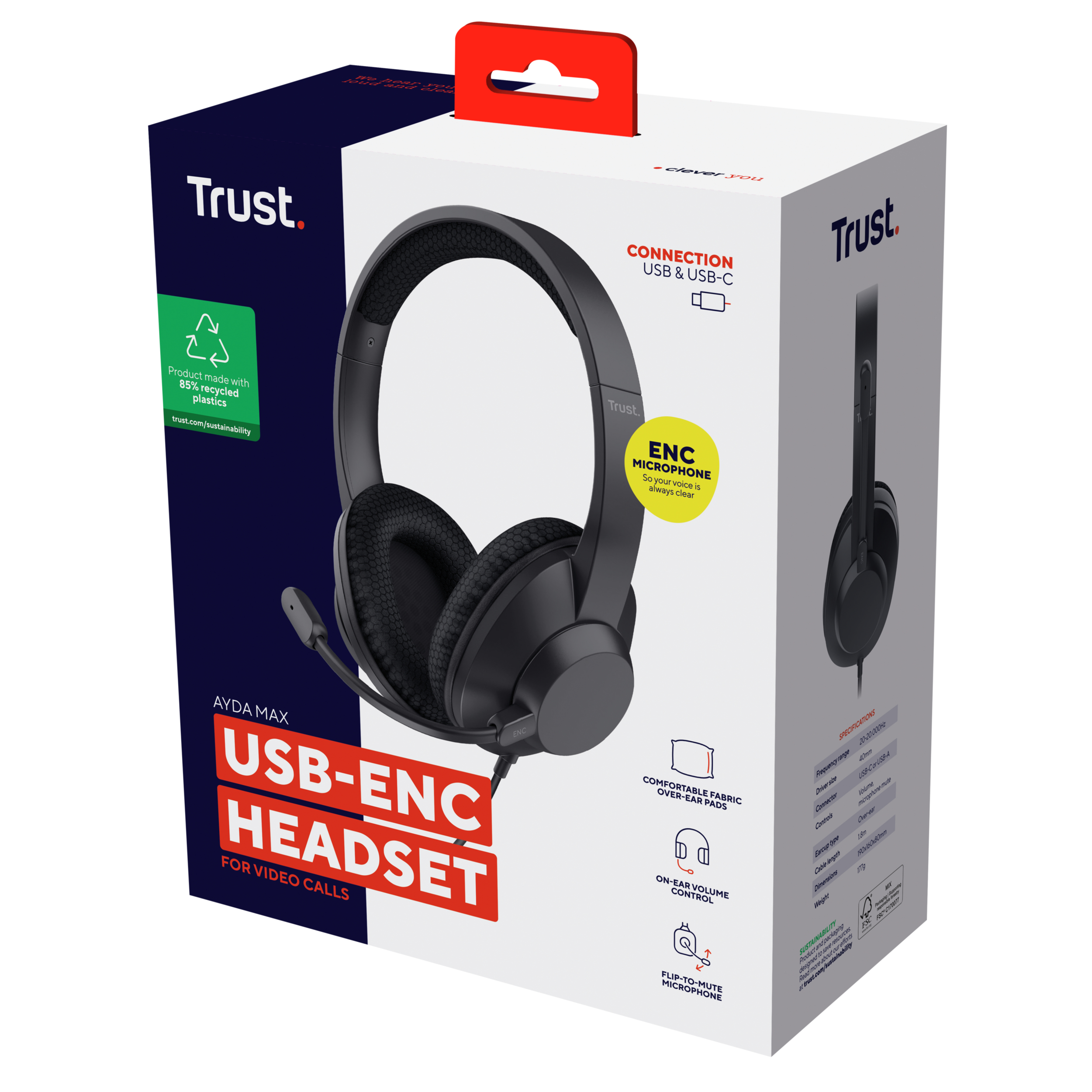 Trust Ayda Max On-Ear Headset Kabelgebunden USB-C Stereo Schwarz