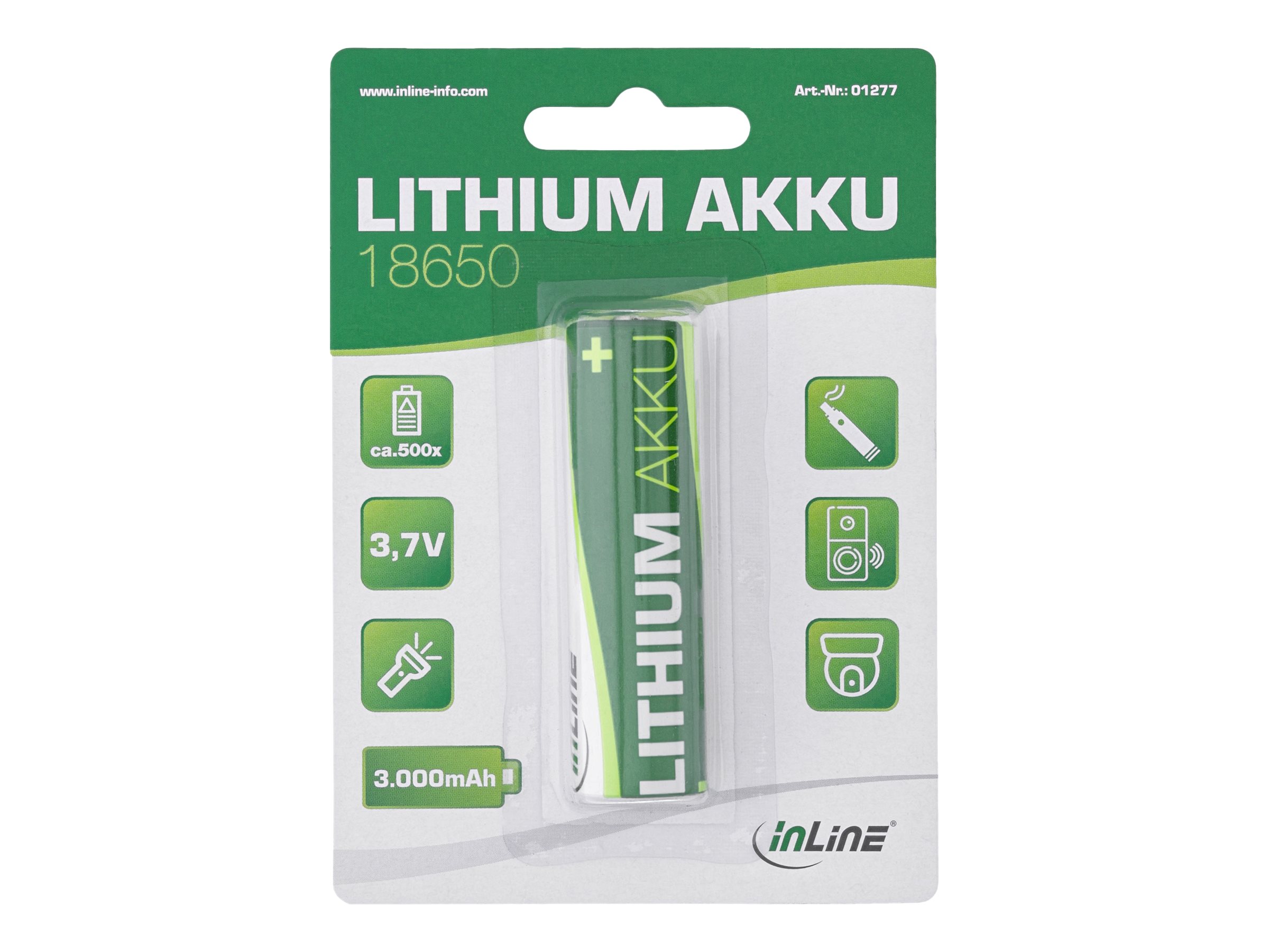 InLine 18650 Lithium-Ionen-Akku 3000 mAh 3,7 V Blau