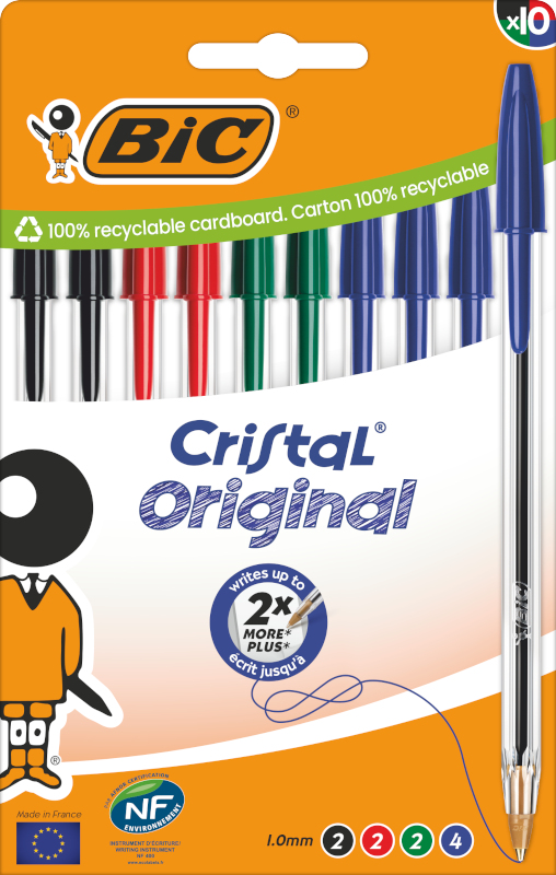 BIC Cristal Original Kugelschreiber 1 mm Mittel Sortiert 10 St.