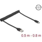 Delock Spiralkabel EASY-USB 2.0 Typ-A Stecker zu USB Type-C 0.5 m bis 0.8 (90133)