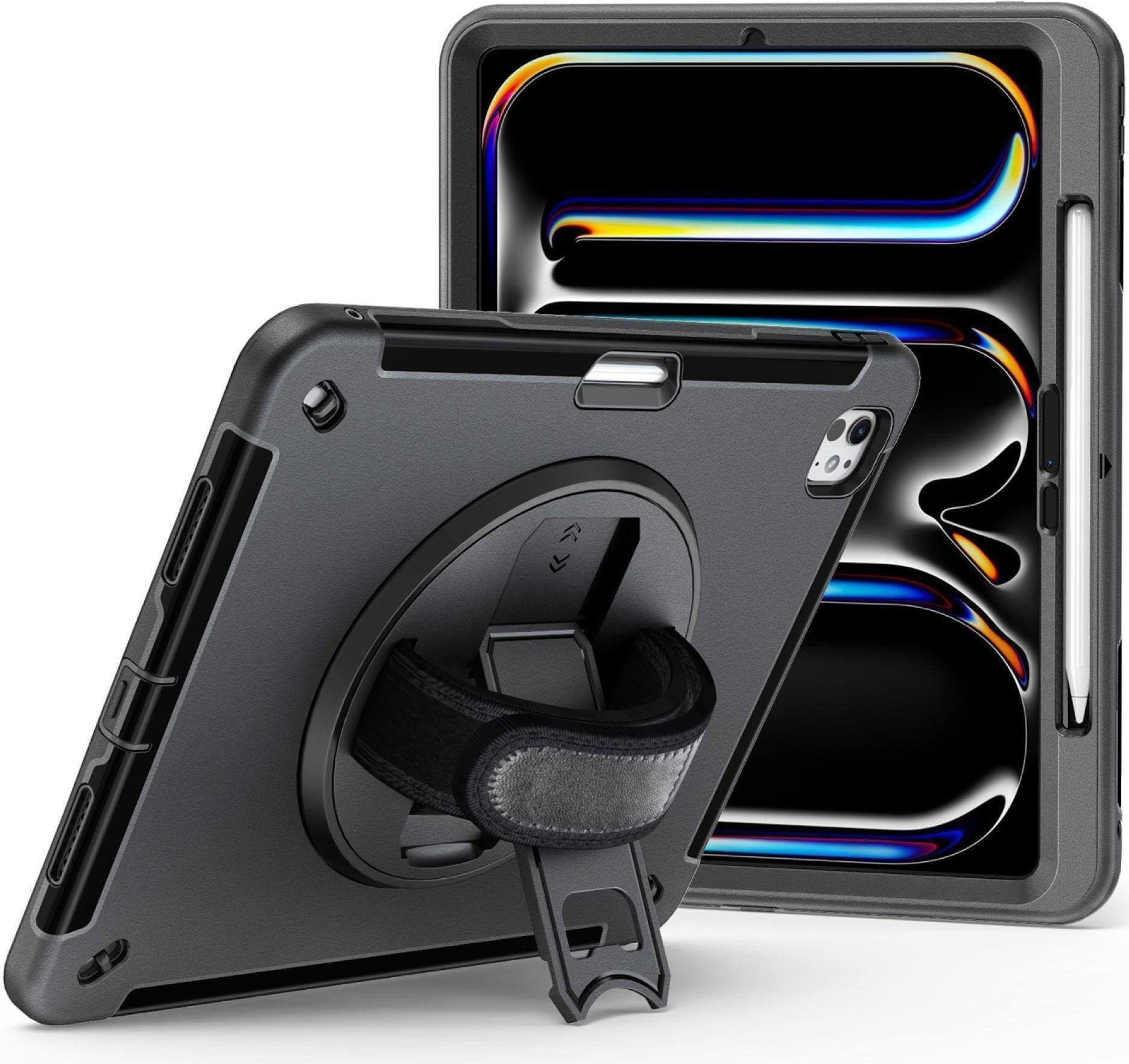 JT Berlin Rugged Kickstand & Handstrap Case| Apple iPad Pro 13" 2024| schwarz| bulk| (30016)