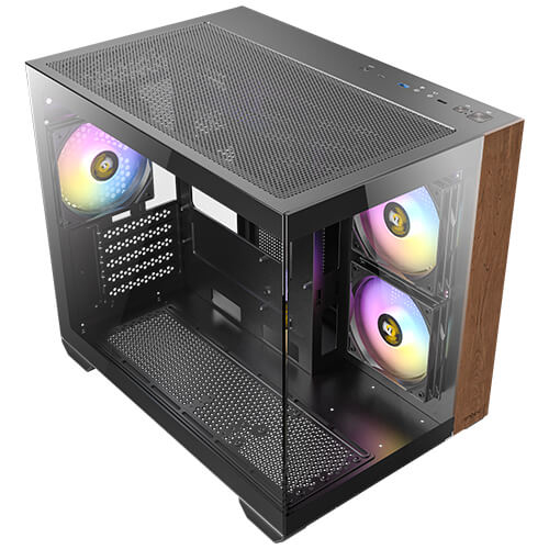 Antec CX600M Wood ARGB Mid Tower ATX PC-Gehäuse Schwarz, Holz