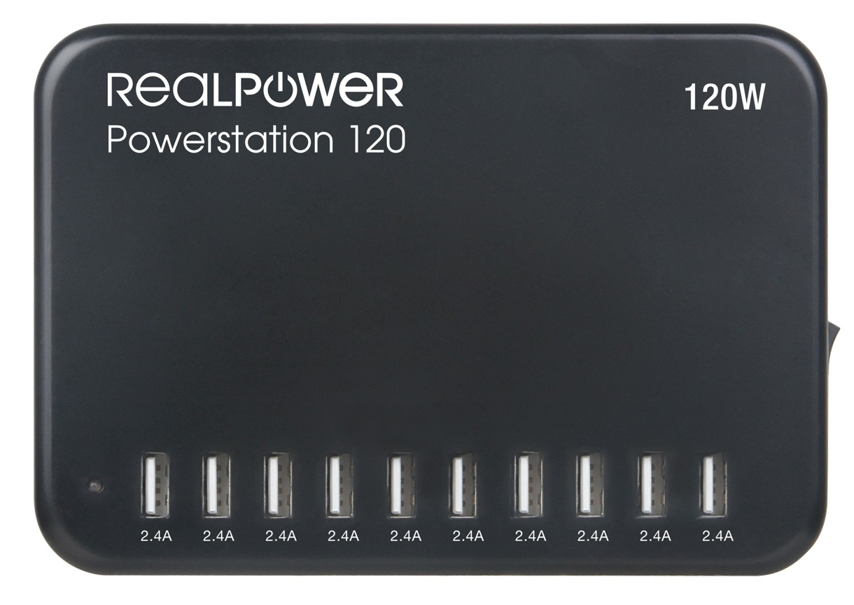 RealPower Power Station 120 120W 10x USB-A Schwarz