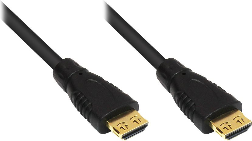 High-Speed-HDMI®-Kabel mit Ethernet, 4K*2K, 24K vergoldete Stecker und Kupferkontakte inkl. Verriegelungsschutz, OFC, schwarz, 10m, Good Connections (GC-M0007)