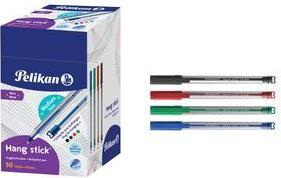 Pelikan Kugelschreiber Hang stick, farbig sortiert transparenter Einwegkugelschreiber, weiche, ölbasierte - 1 Stück (400197418)