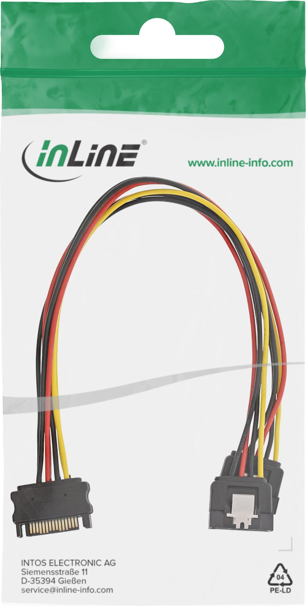 InLine SATA Strom-Y-Kabel 2x SATA Stecker an 1x SATA Buchse 0,3 m