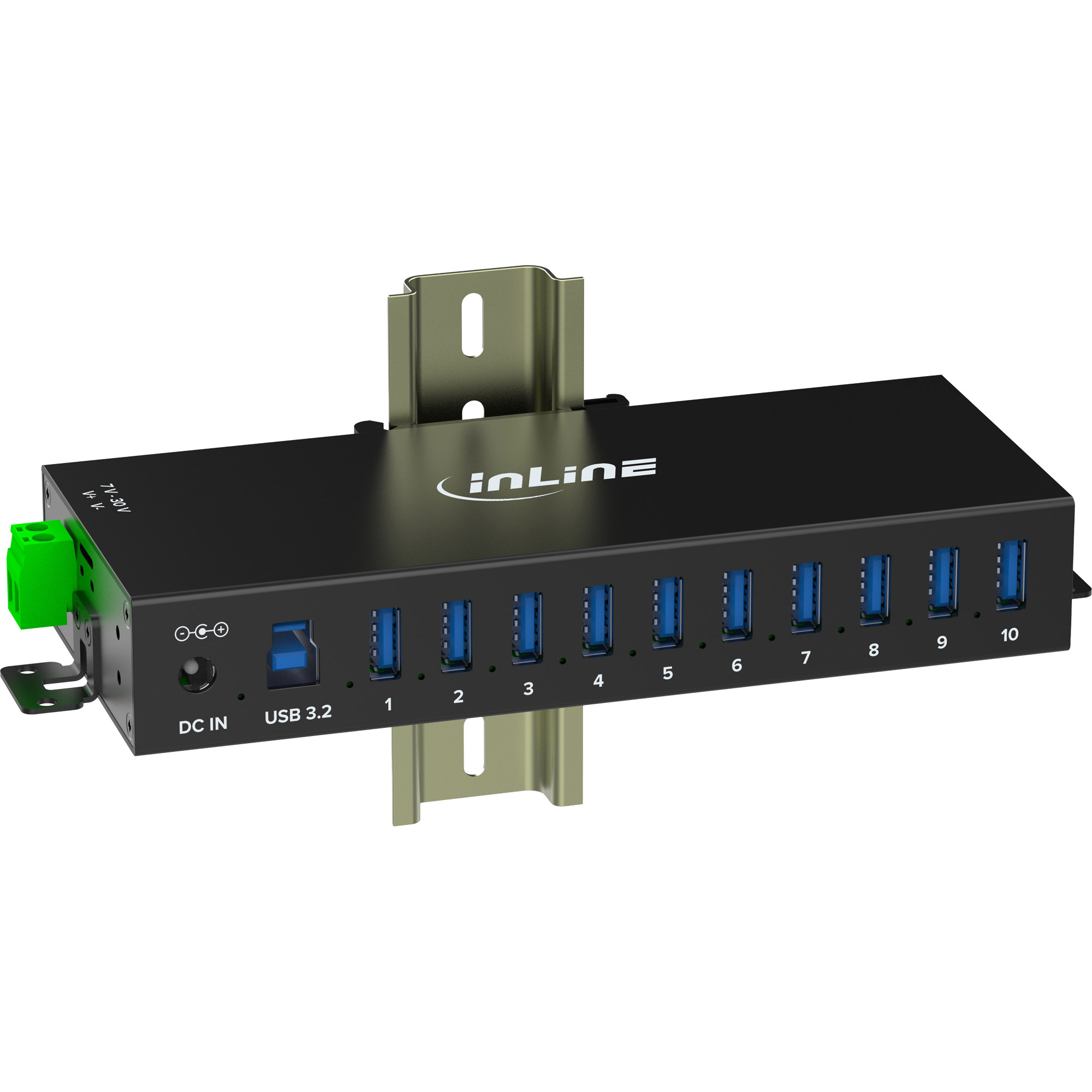 InLine USB 3.2 Gen.1 Industrie-Hub 10 Port Schwarz