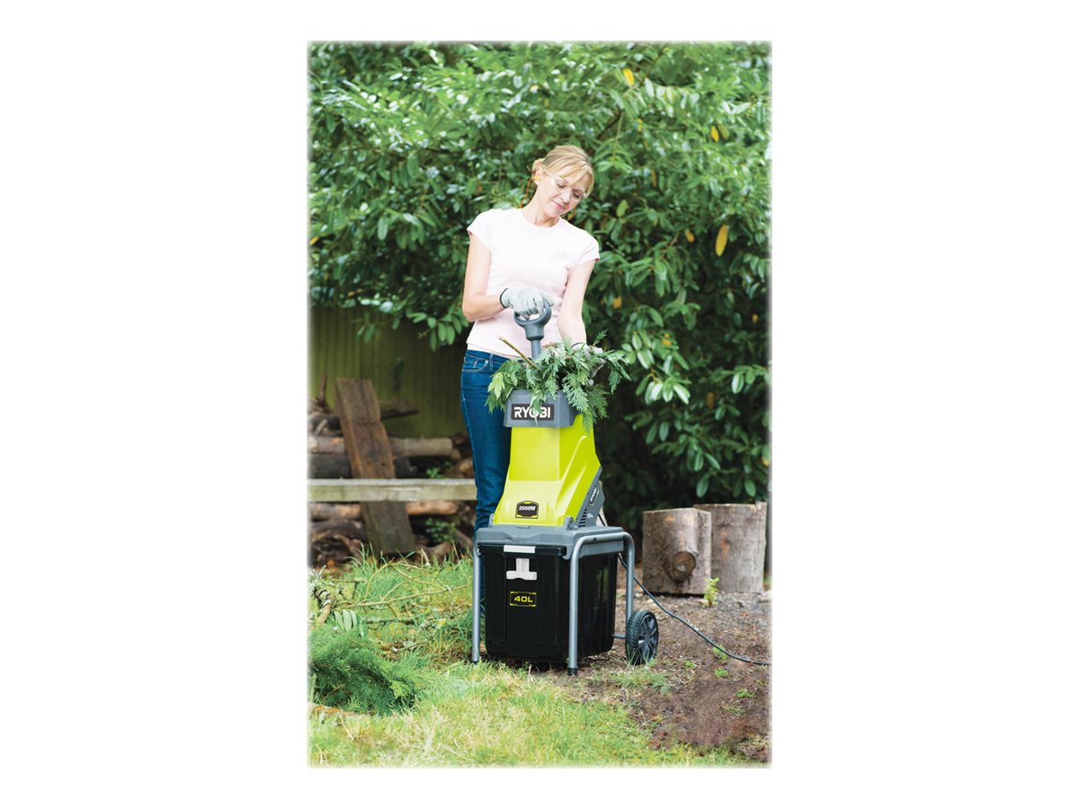 Ryobi RSH2545B Elektro-Häcksler 2500 W 45 mm Schnittleistung 40 l Fangbox Schwarz, Grün