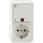 SCHUKO-Steckdosenkombinat. 1-polig polarweiß AP MEG3499-8 (MEG3499-8719)