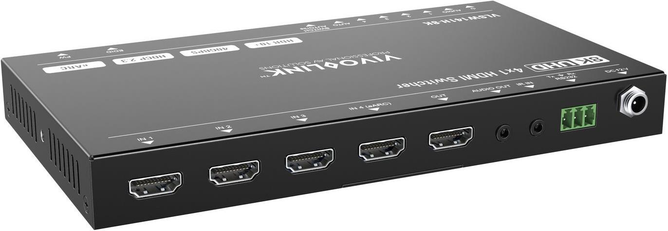 VivoLink HDMI switcher 4x1 8Ka60Hz with RS232 control eARC and (VLSW141H-8K)