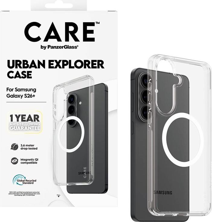 PanzerGlass CARE Urban Explorer Case transparent w. white Qi Samsung Galaxy S26+ (CR70254)