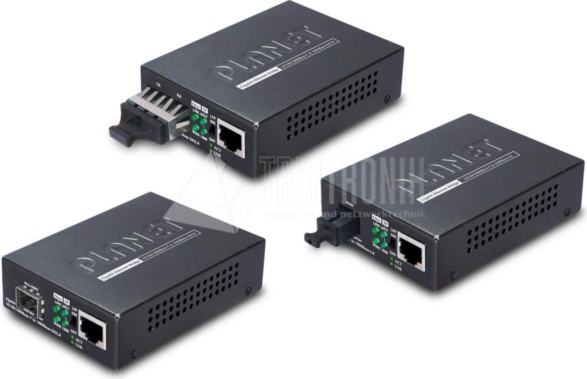 PLANET 10/100/1000BASE-T to Netzwerk Medienkonverter 2000 Mbit/s 1550 nm Schwarz (GT-806B40)