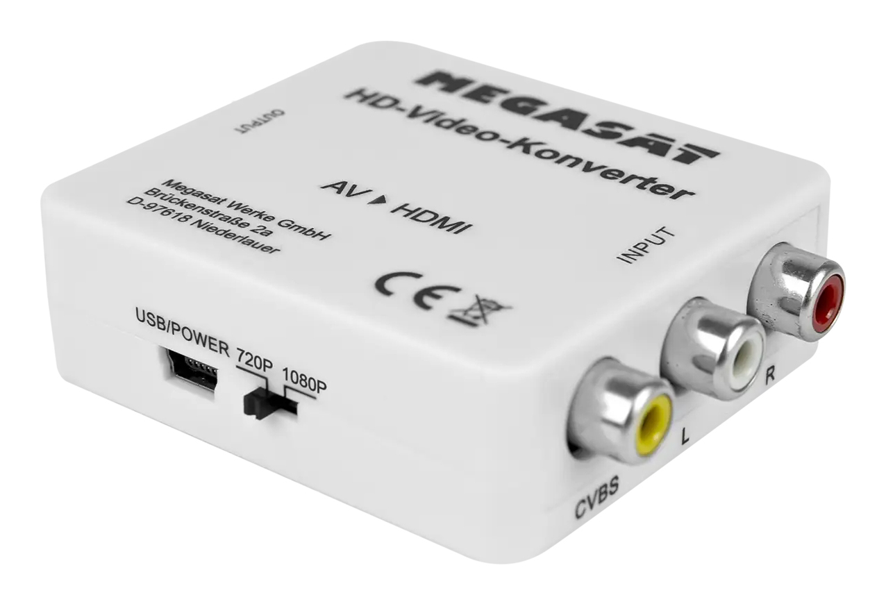 Megasat HD-Video-Konverter AV to HDMI Aktiver Videokonverter Full HD 1080p Weiß