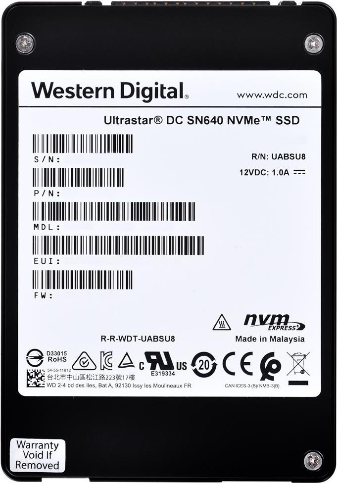 WESTERN DIGITAL ULTRASTAR DC SN640 SSD 960GB 6,4cm 2.5" 7.0MM PCIe TLC WUS4BB096D7P3E3 (0TS1927)