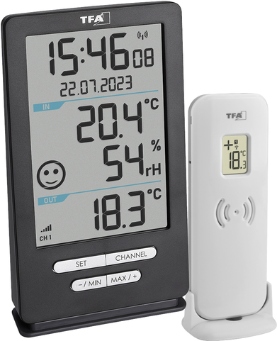TFA Dostmann Funk-Thermometer XENA HOME Funk-Thermometer digital Anthrazit (30.3074.10)