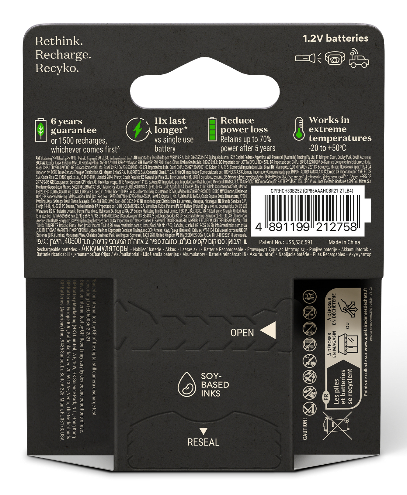 GP Batteries ReCyko Pro AAA NiMH Akku 800 mAh 1.2 V 4 Stück