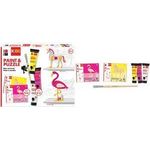 Marabu KiDS Paint & Puzzle Set Little Artist, Flamingo Inhalt: 3x Bastelfarbe, 1x Pinsel und 2x 3D Puzzle Einhorn - 1 Stück (0305000000111)