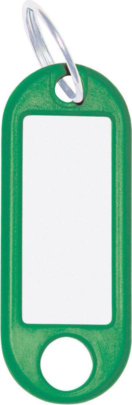 WEDO Schlüsselanhänger mit Ring, Durchmesser: 18 mm, grün aus Kunststoff, mit weißem, beschriftbarem, auswechselbarem (262 101804)