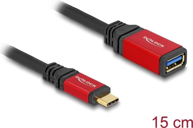 DeLOCK 60172 USB Kabel 0,15 m USB 3.2 Gen 2 (3.1 Gen 2) USB C USB A Schwarz - Rot (60172)