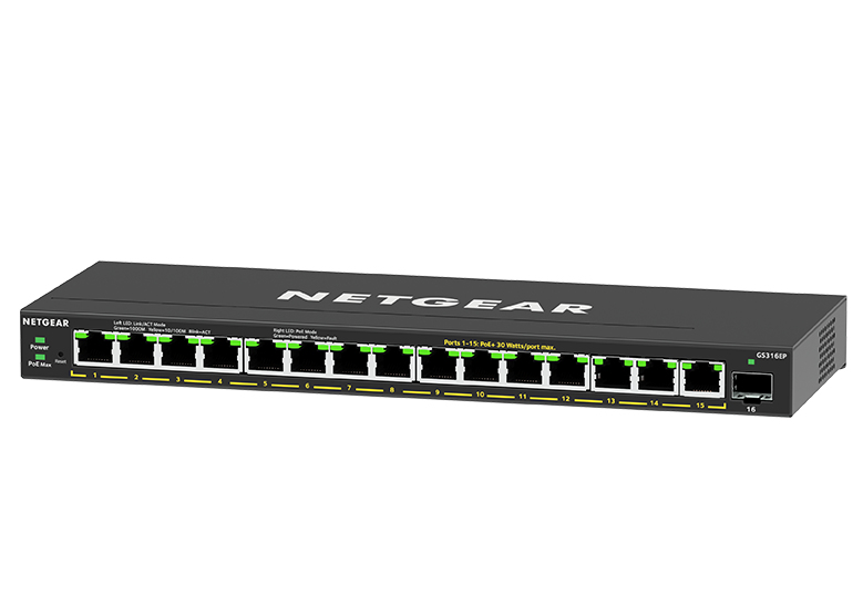 NETGEAR Plus GS316EP - Managed Switch - 16 Ports PoE+ 180W Schwarz