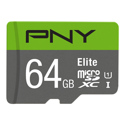 PNY Elite 64 GB microSDXC UHS-I Class 10 Grün, Grau