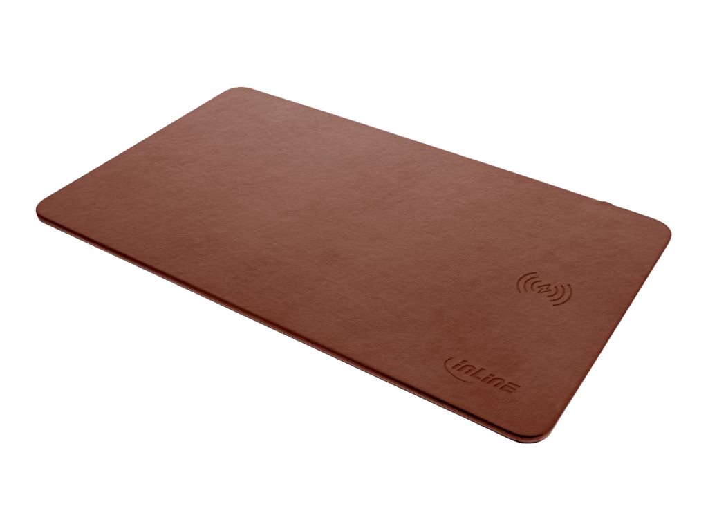 InLine Wireless Charging Mauspad 370x225x7mm Braun