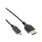 InLine® HDMI Mini Superslim Kabel A an D, High Speed HDMI® Cable with Ethernet, schwarz / gold, 1,5m (17511D)