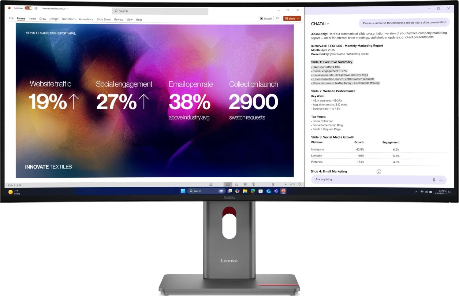Lenovo ThinkVision P40WD-40 gebogener 40" 5K Monitor WUHD IPS HDR10 Thunderbolt 4 (64B4GAT1EU) (geöffnet)