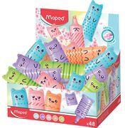 Maped Textmarker Mini PASTEL, 48er Display Aufdruck von Figuren im Kawai-Design, Mini-Format, Keil - 48 Stück (743605)