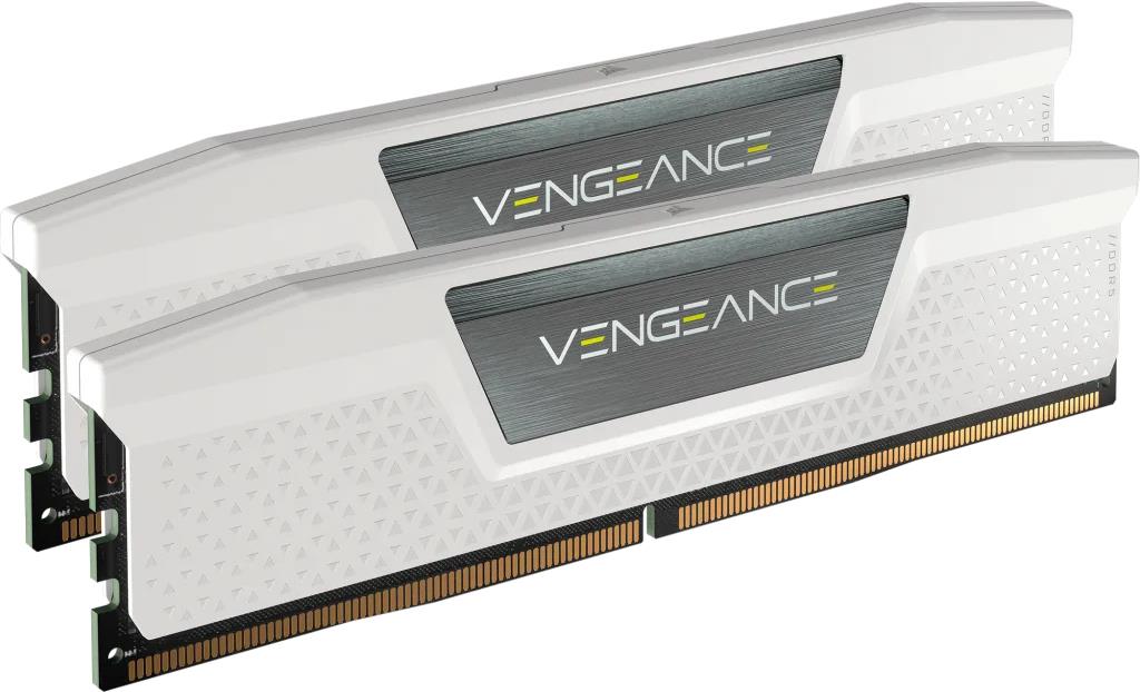 Corsair Vengeance . Komponente für: PC / Server, Speicherkapazität: 32 GB, Speicherlayout (Module x Größe): 2 x 16 GB, Interner Speichertyp: DDR5, Speichertaktfrequenz: 6000 MHz, Memory Formfaktor: 288-pin DIMM, CAS Latenz: 36, Produktfarbe: Weiß (CMK32GX5M2E6000C36W)